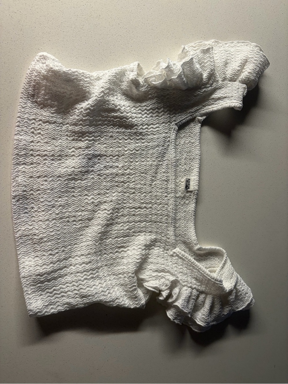 SHEIN White Textured Ruffle Sleeve Girls Top